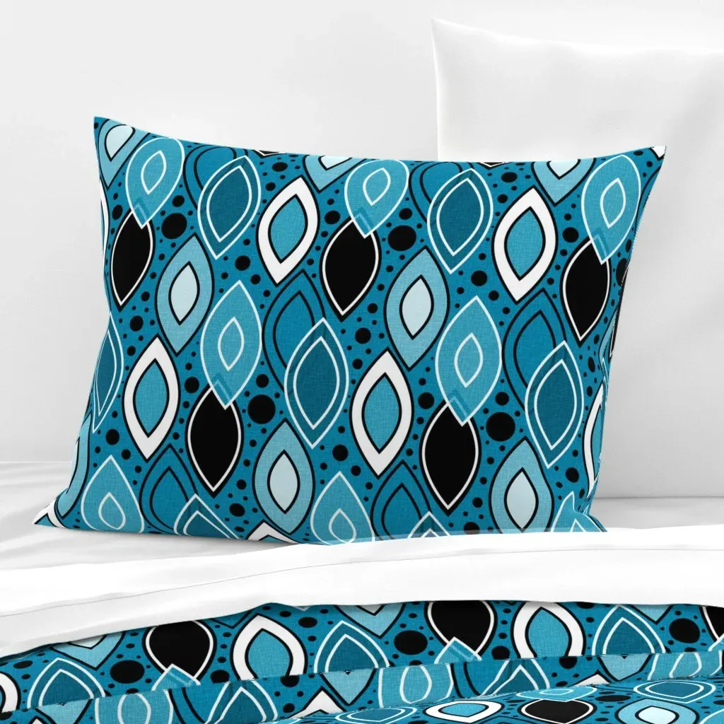 Mid Century Leaves Standard Knife Edge Cushion Cover - Teal product
