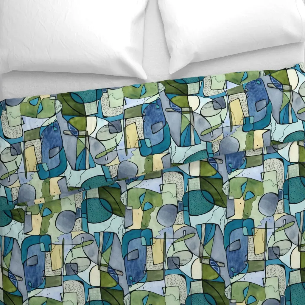 Mid Century (M) Duvet Cover - Teal alternate view