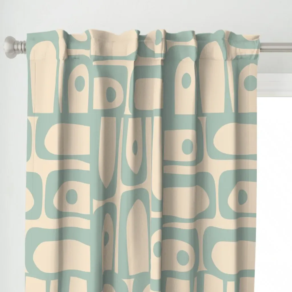 Mid Century Mod Piquet Curtain Panel - Teal alternate view