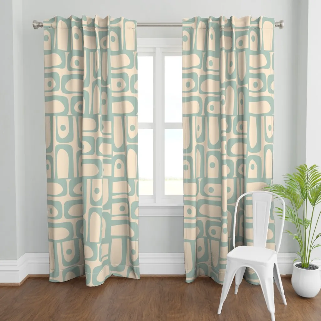 Mid Century Mod Piquet Curtain Panel - Teal product