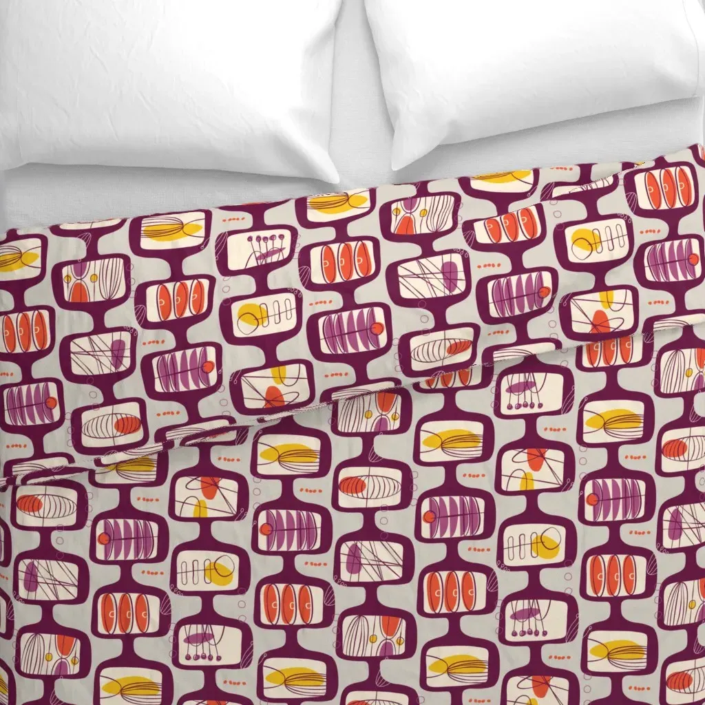 Mid Century Modular Duvet Cover - Purple alternate view