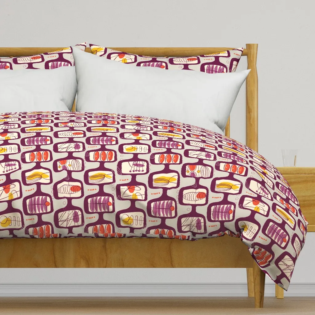 Mid Century Modular Duvet Cover - Purple product