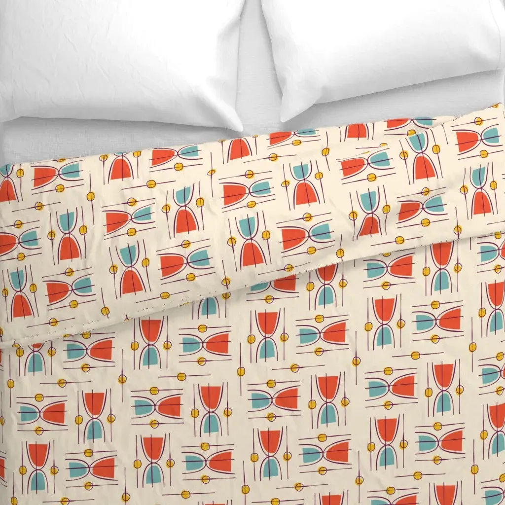 Mid Century Modular Hourglass Duvet Cover - Coral alternate view
