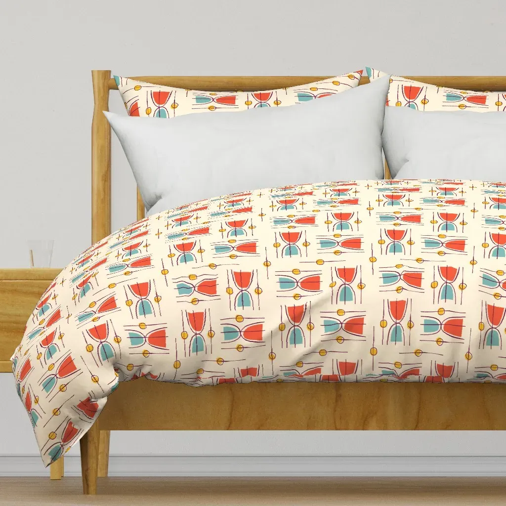 Mid Century Modular Hourglass Duvet Cover - Coral product