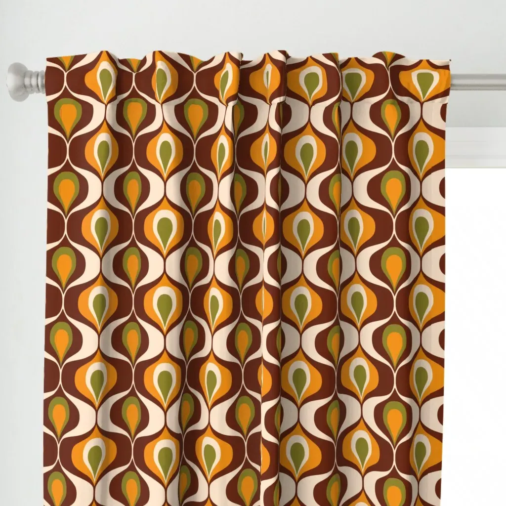 Mid-Century Ogee Curtain Panel - Brown alternate view