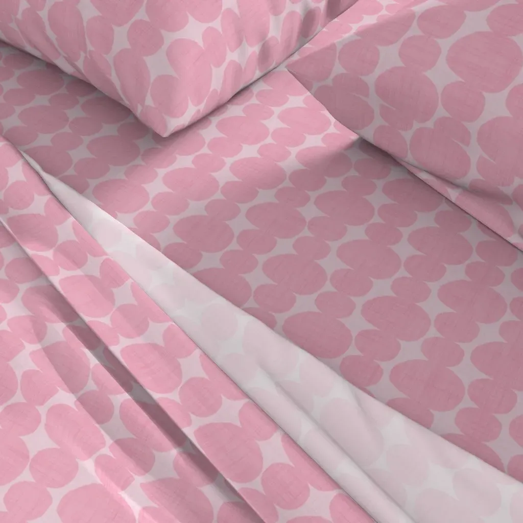 Mid Century Organic Circles Twin Sheet Set - Pink, Linen alternate view