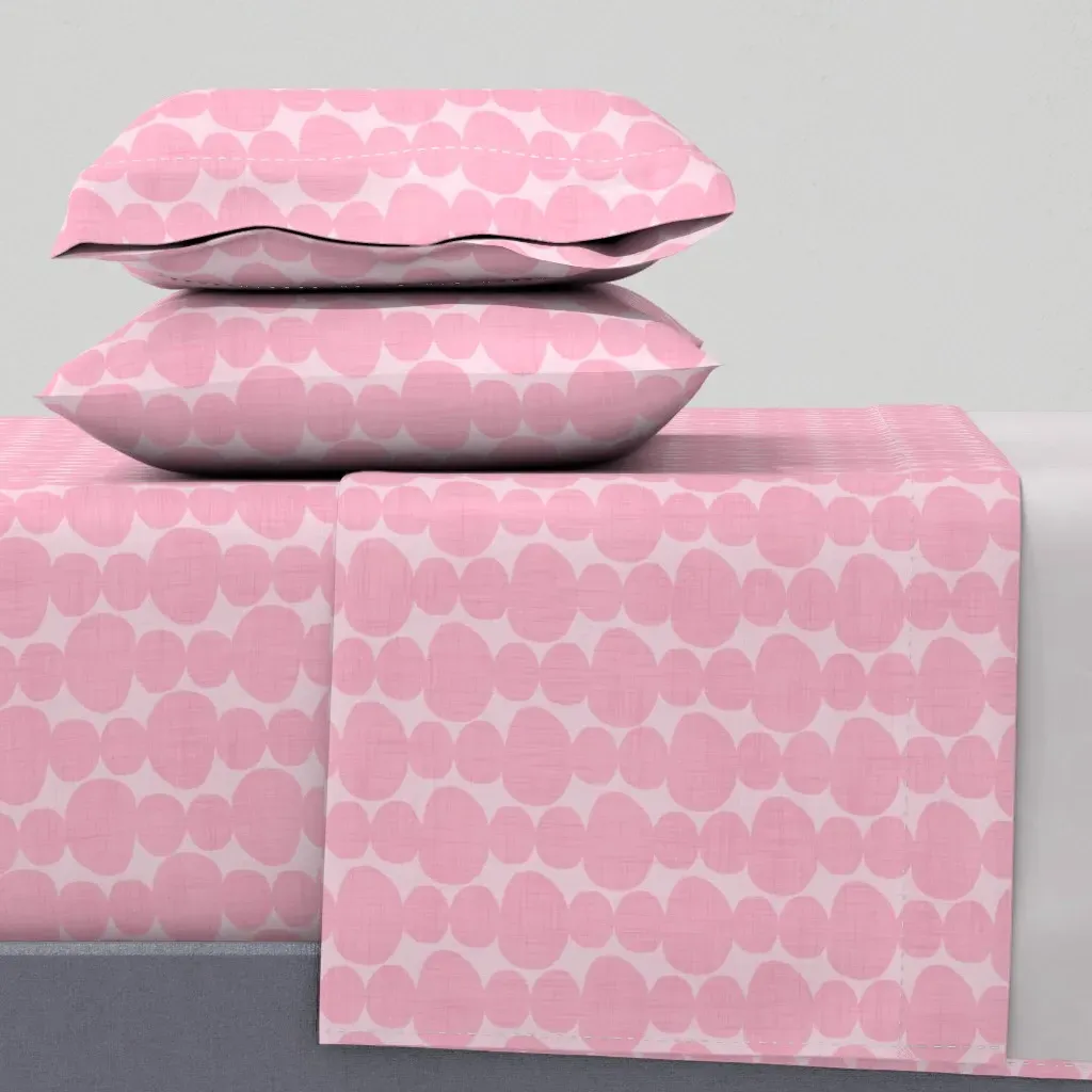 Mid Century Organic Circles Twin Sheet Set - Pink, Linen product