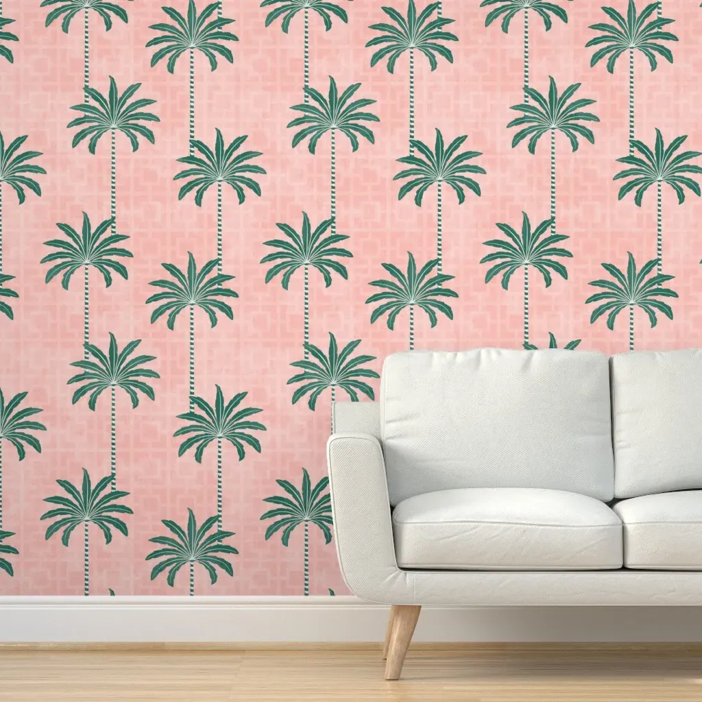 Mid Century Palms Peel and Stick Wallpaper - Teal product