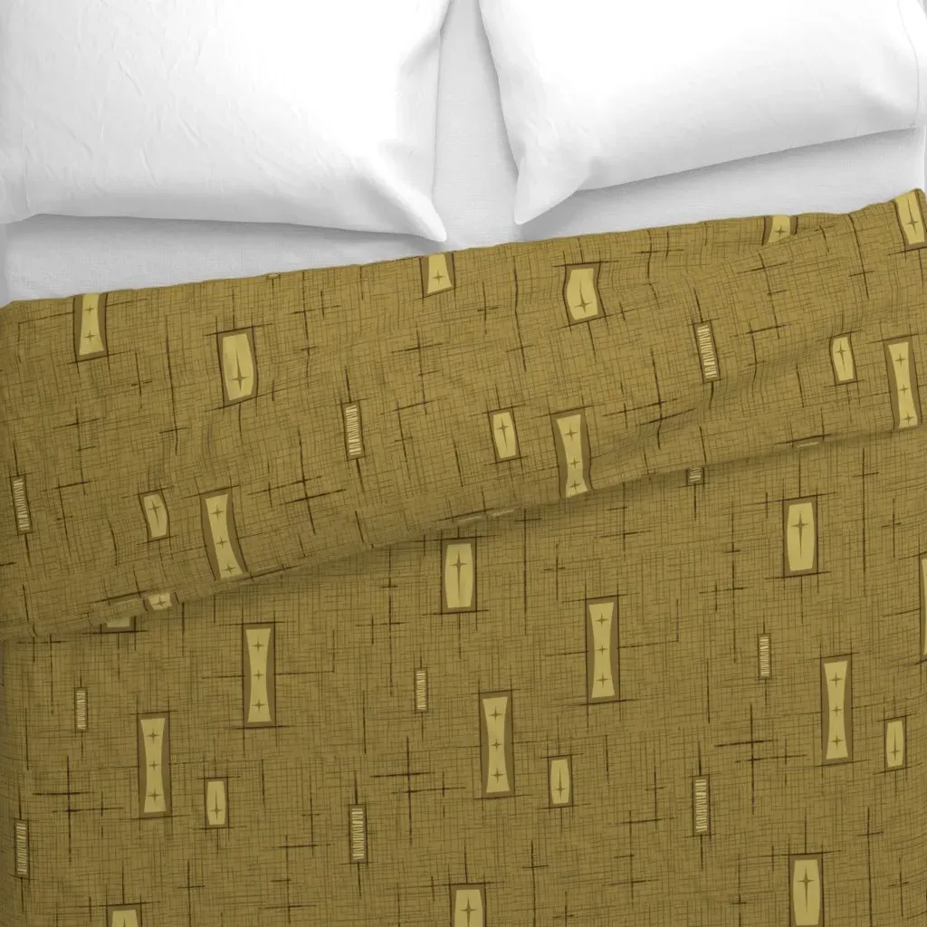 Mid Century Rat Pack Duvet Cover - Olive Green alternate view