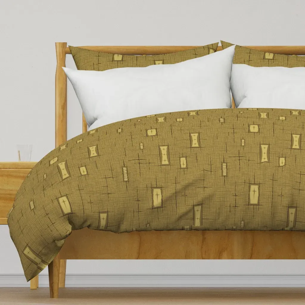 Mid Century Rat Pack Duvet Cover - Olive Green product
