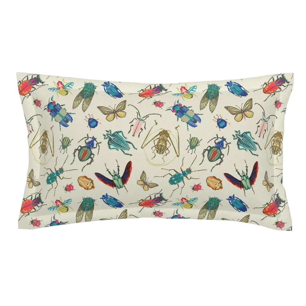 Mid Century Retro Bugs Large Scale King Pillow Sham - Beige product