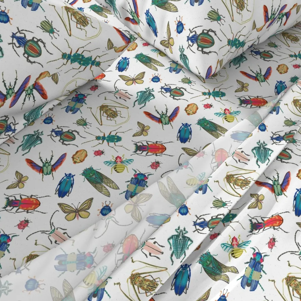 Mid Century Retro Bugs Twin Sheet Set - Teal alternate view
