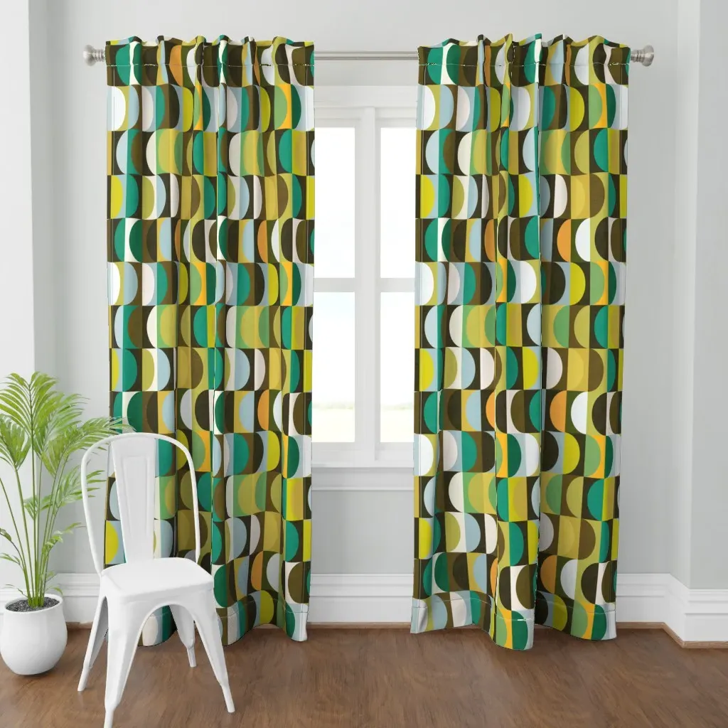 Mid Century Shapes Curtain Panel - Teal product