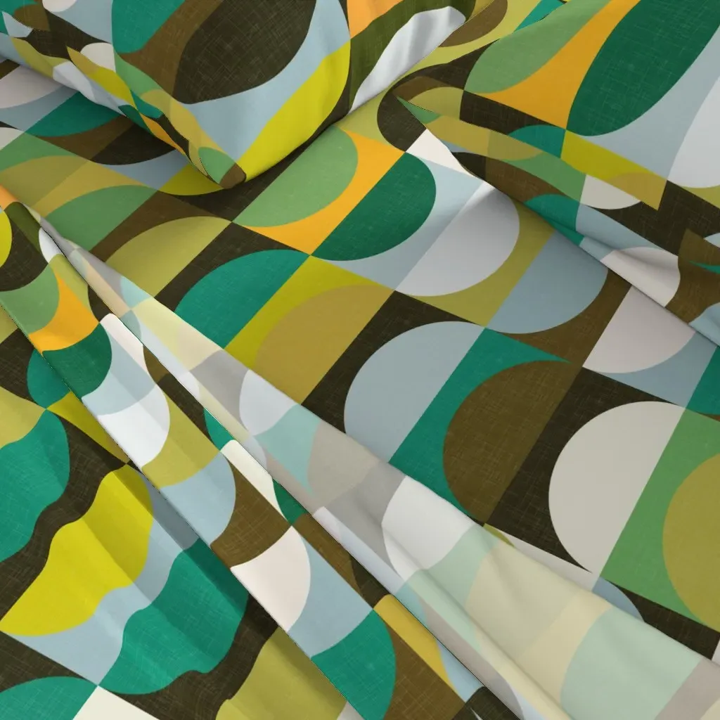 Mid Century Shapes Hiking In The Woods Queen Sheet Set - Teal alternate view