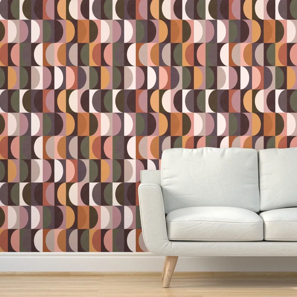 Mid Century Shapes Peel and Stick Wallpaper - Dusty Rose product