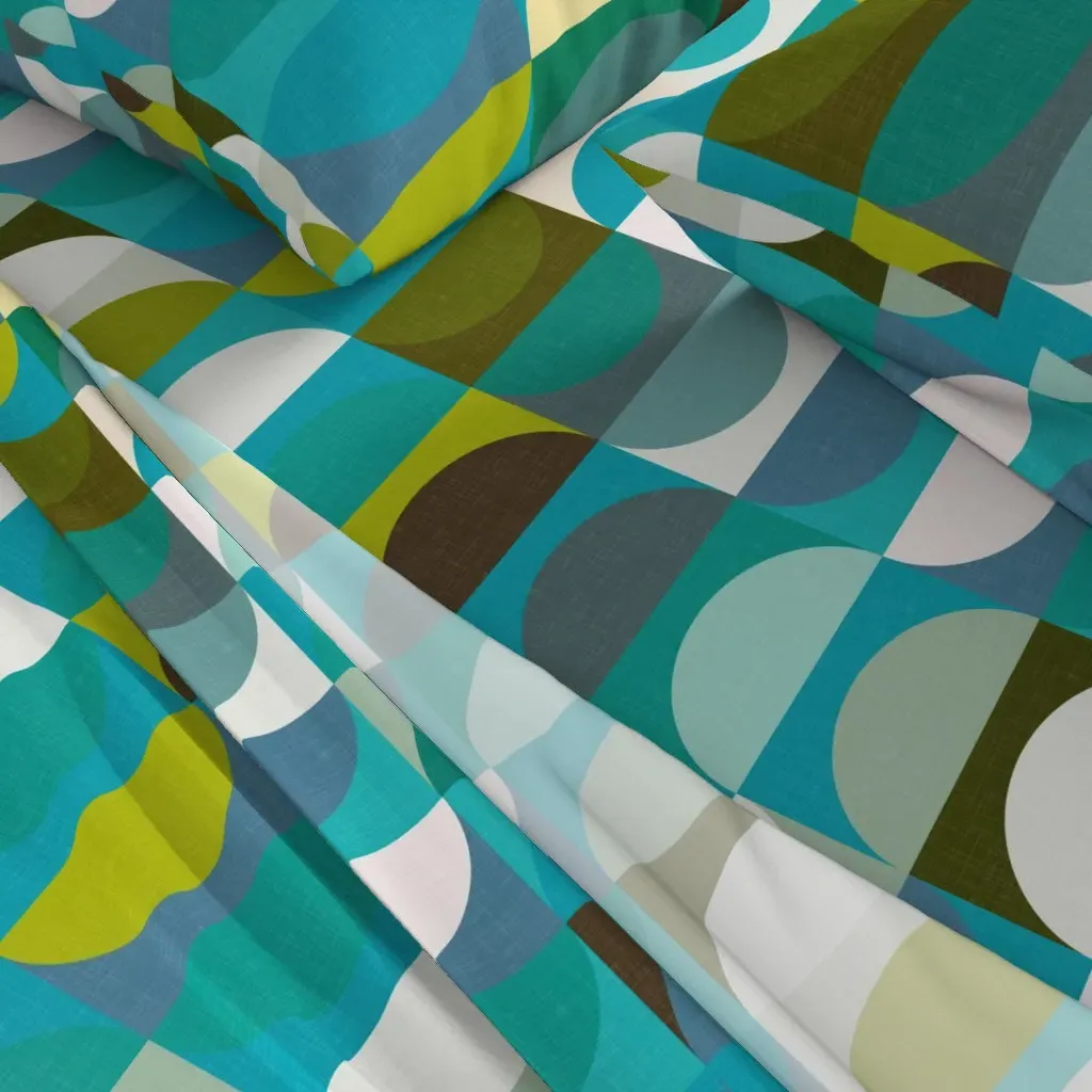 Mid Century Shapes Queen Sheet Set - Teal alternate view