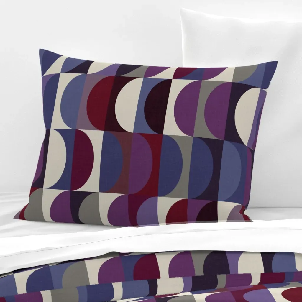 Mid Century Shapes Standard Knife Edge Pillow - Purple, Cotton Sateen product