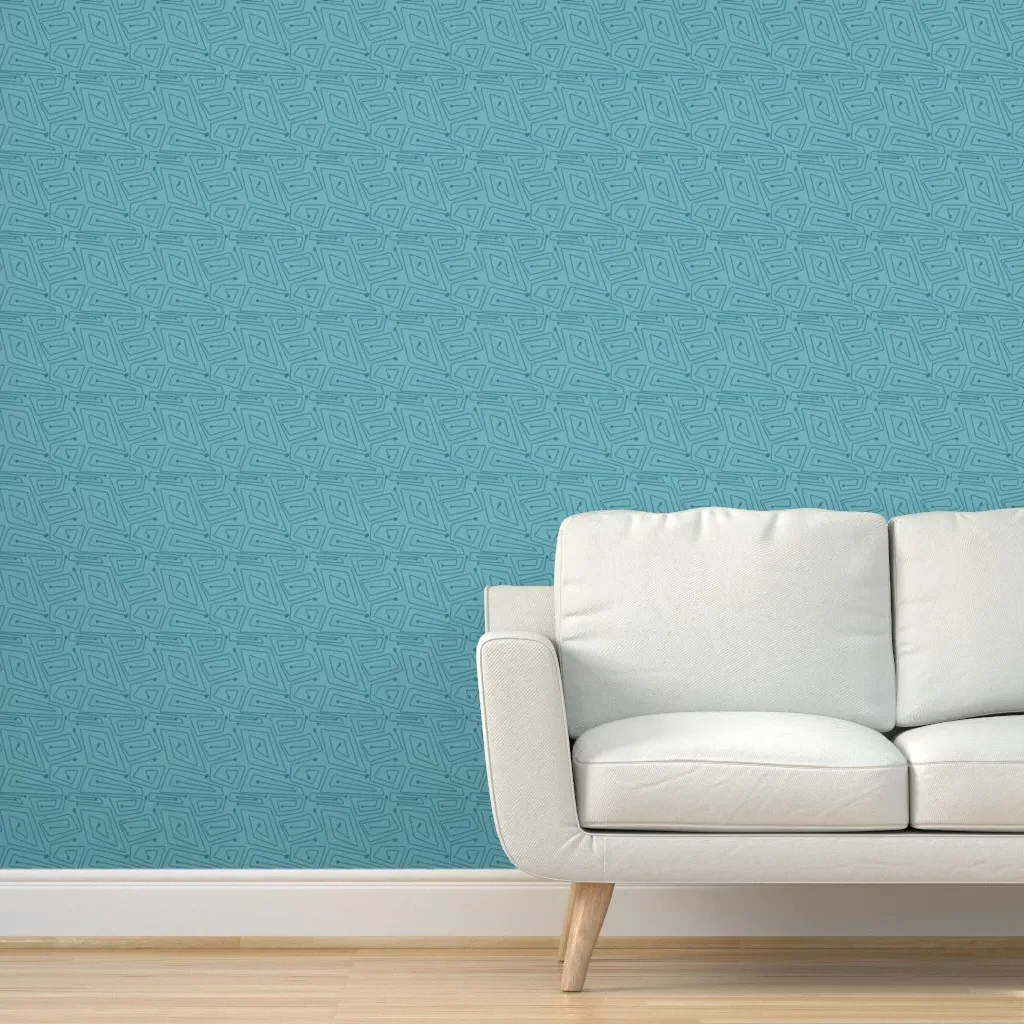 Mid-Century Spirals Peel and Stick Wallpaper - Teal product