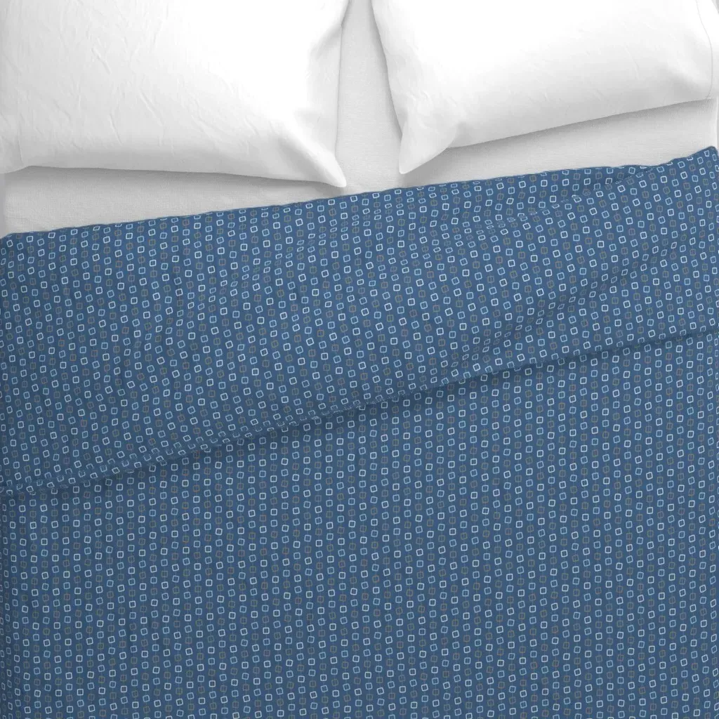 Mid Century Square Monitors Square Duvet Cover - Blue alternate view