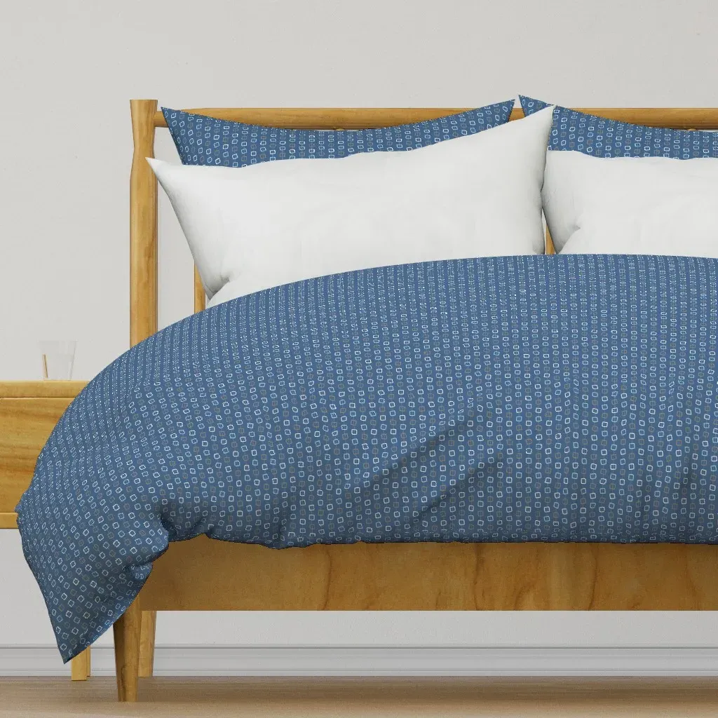 Mid Century Square Monitors Square Duvet Cover - Blue product
