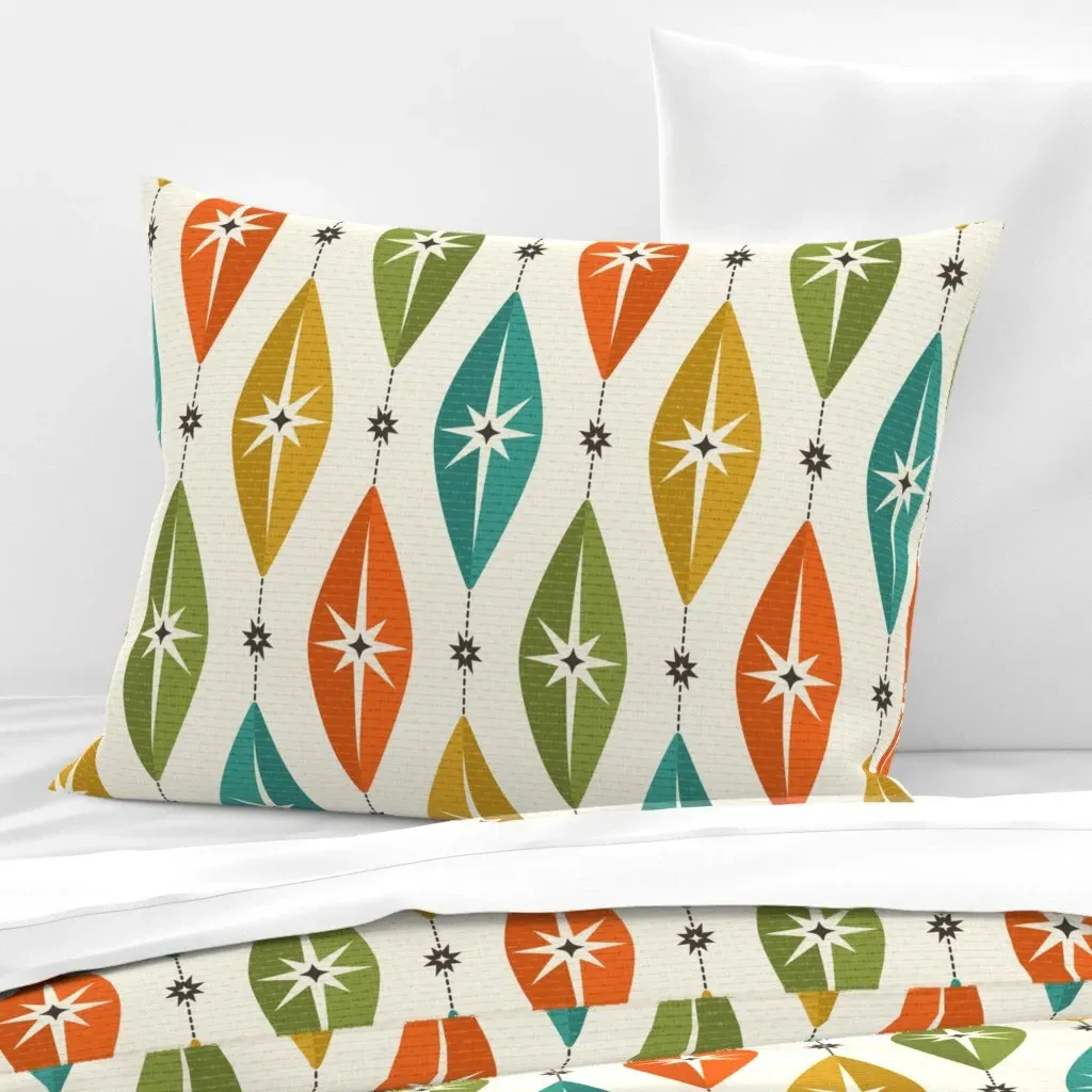 Mid Century Starburst Lozenges Standard Knife Edge Pillow - Teal, Cotton Sateen product