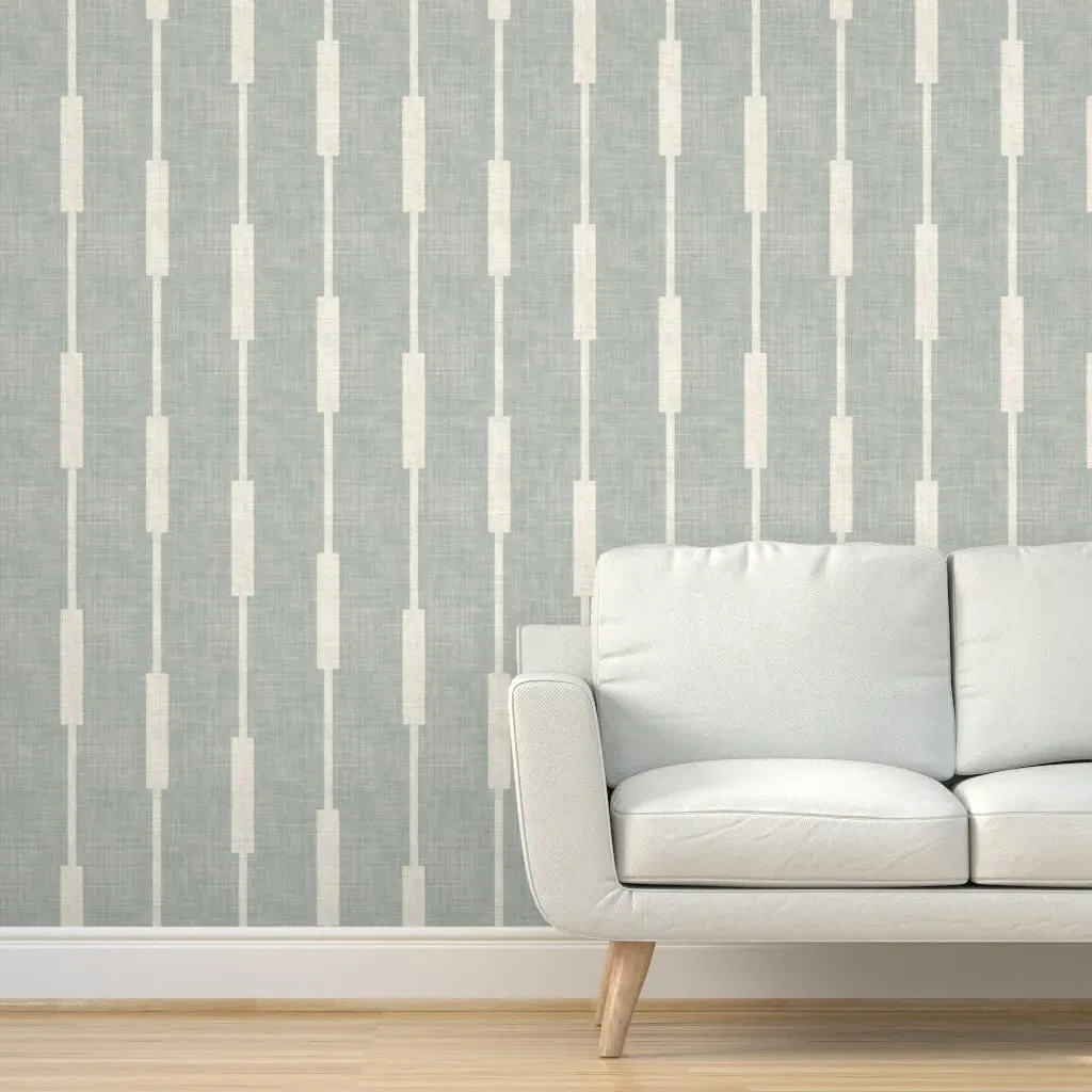 Mid Century Stripes Peel and Stick Wallpaper - Dusty Blue product