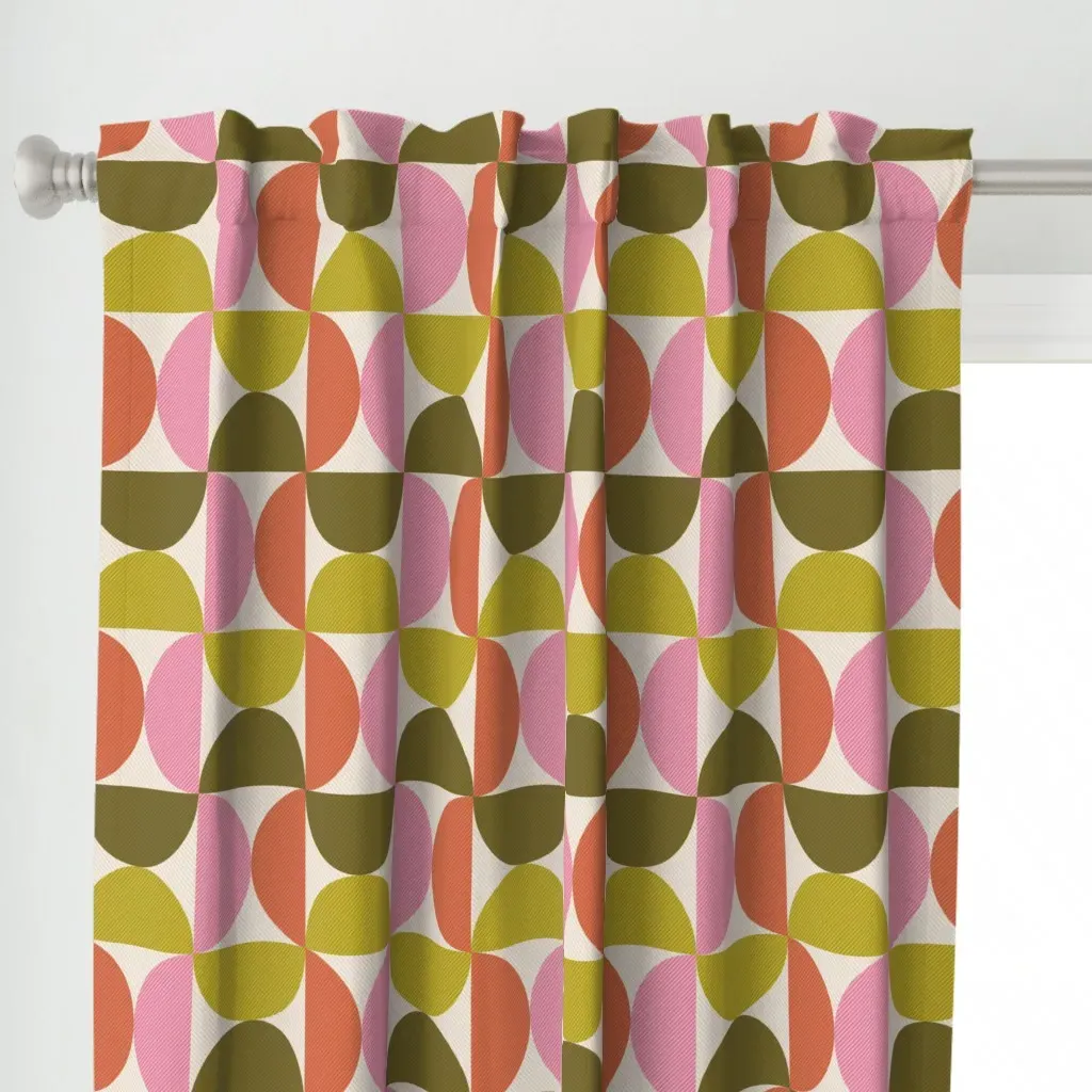 Mid-Century Textured Curtain Panel - Coral alternate view