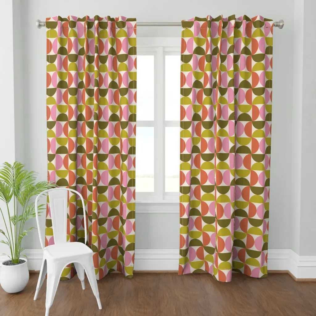 Mid-Century Textured Curtain Panel - Coral product