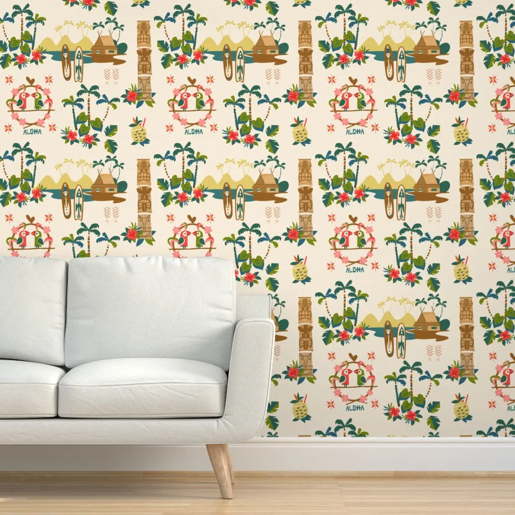 Mid Century Tiki Resort Peel and Stick Wallpaper - Brown product