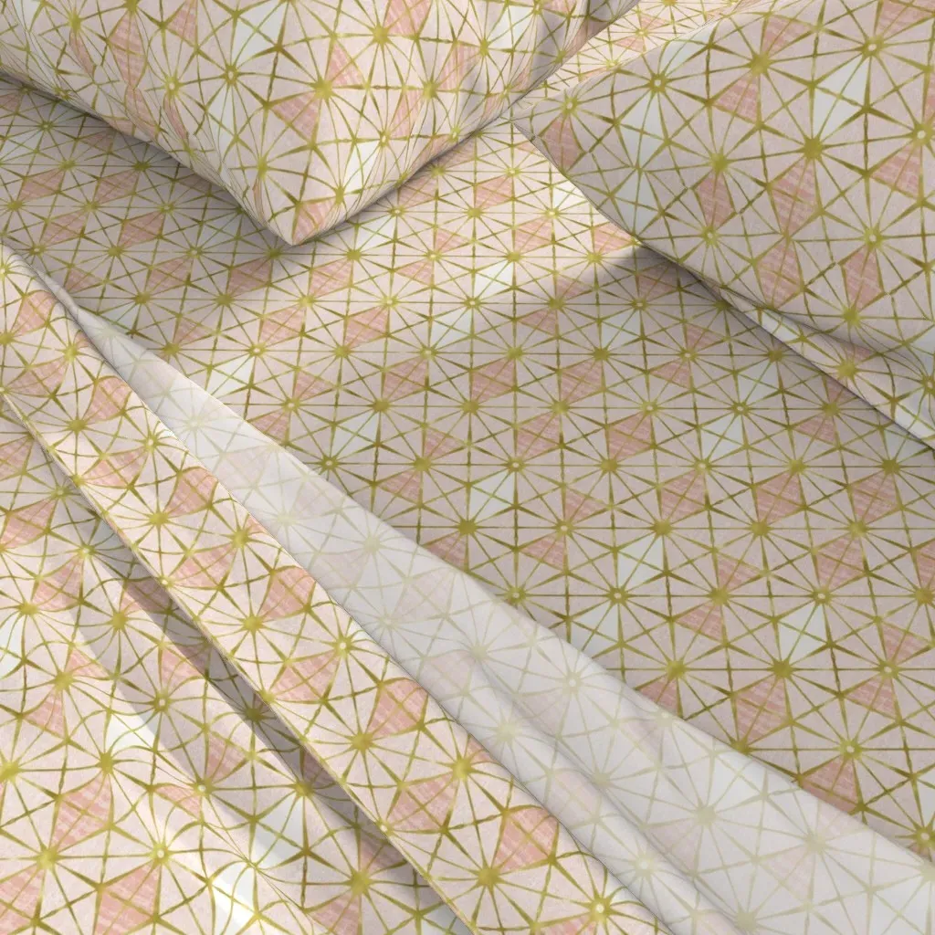 Mid Century Triangle Lattice Geometric Queen Sheet Set - Blush Pink alternate view