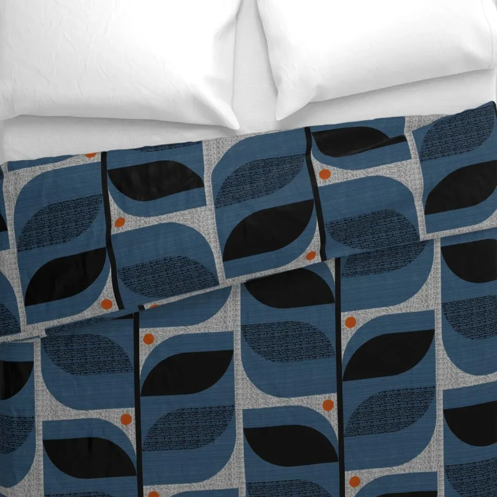 Mid Century Tropical Duvet Cover - Dark Teal alternate view