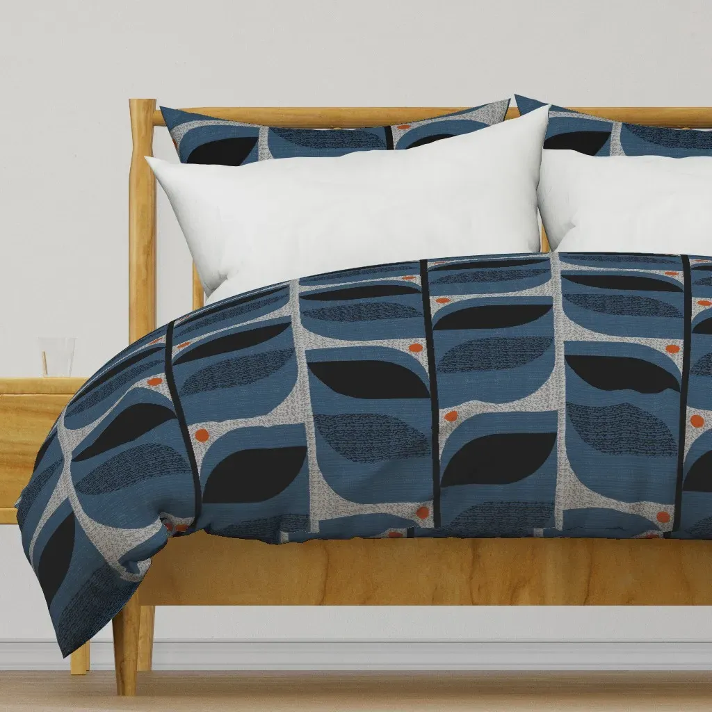 Mid Century Tropical Duvet Cover - Dark Teal product
