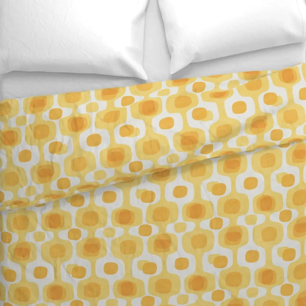 Mid Century Vintage TV Duvet Cover - Mustard Yellow alternate view