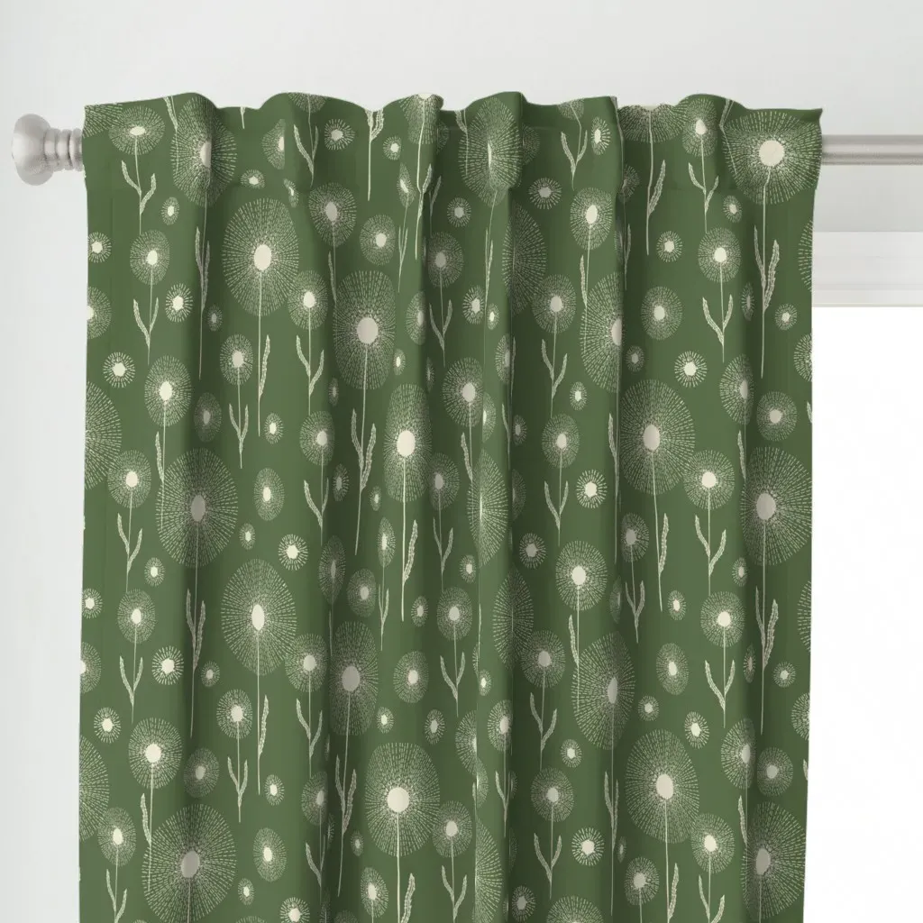 Mid Dandelion Clock Field Curtain Panel - Off-White alternate view