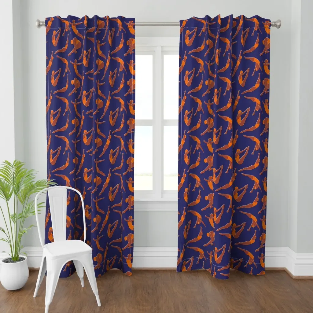Mid Mod Divers Large Curtain Panel - Orange product