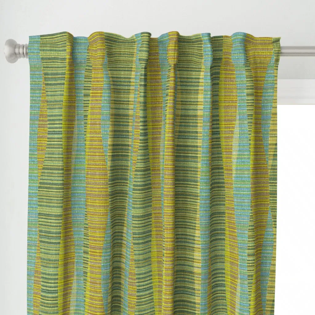 Mid Mod Lines Curtain Panel - Olive Green alternate view