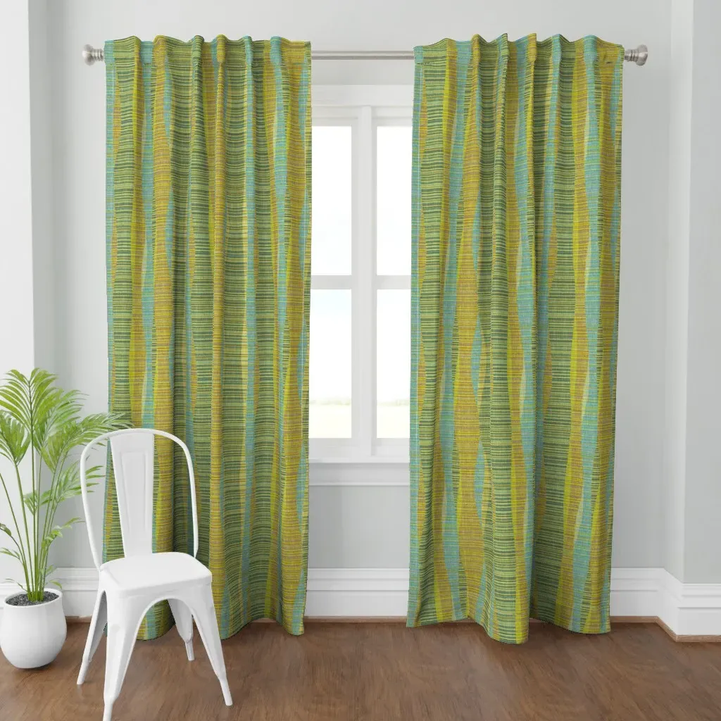 Mid Mod Lines Curtain Panel - Olive Green product