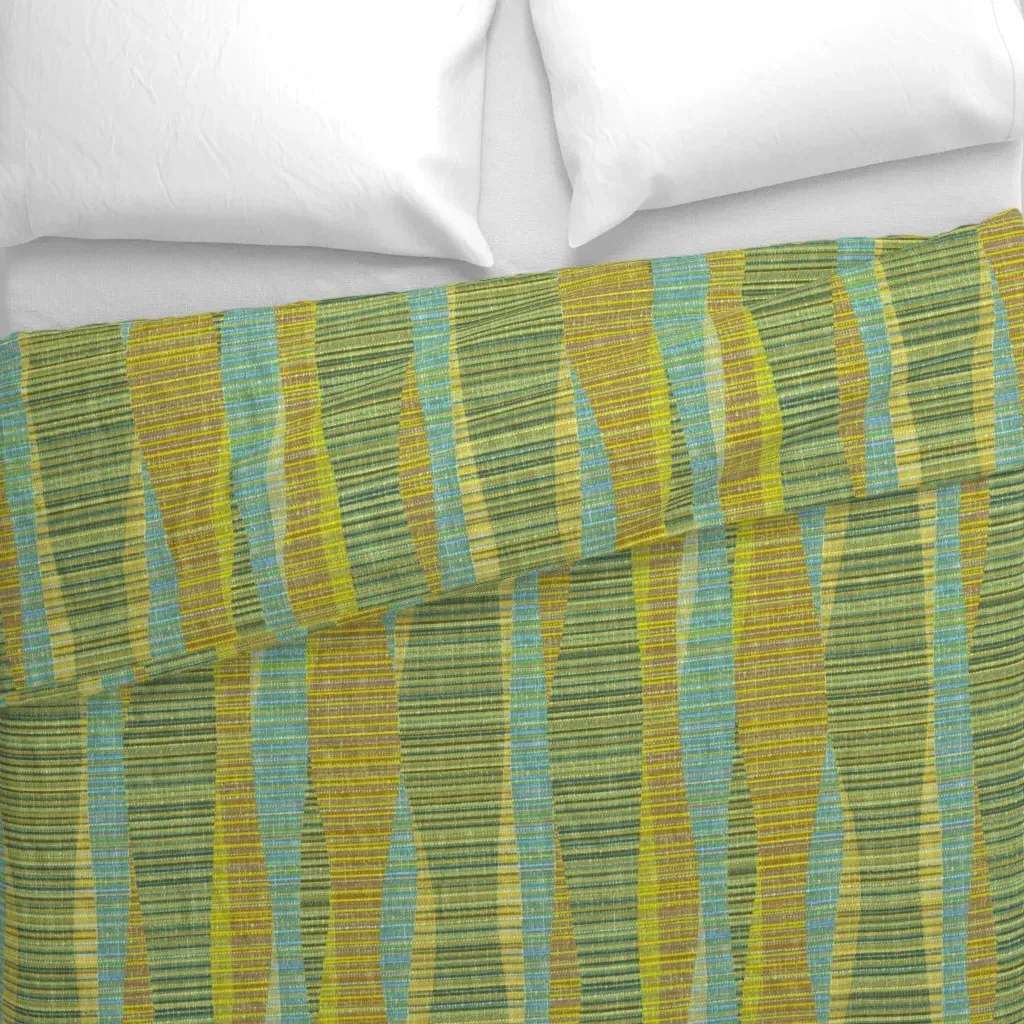 Mid Mod Lines Duvet Cover - Olive Green alternate view