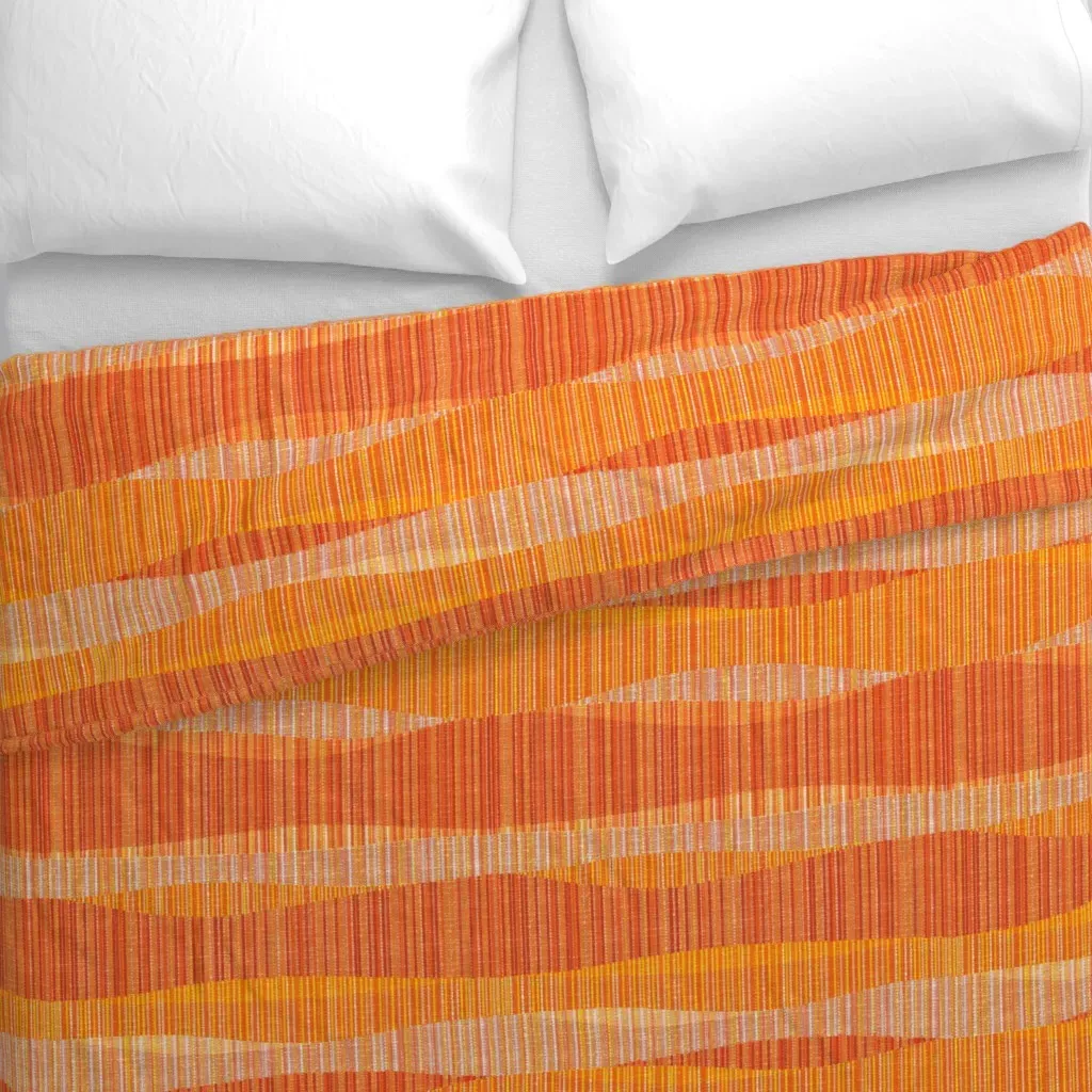 Mid Mod Lines Duvet Cover - Orange alternate view
