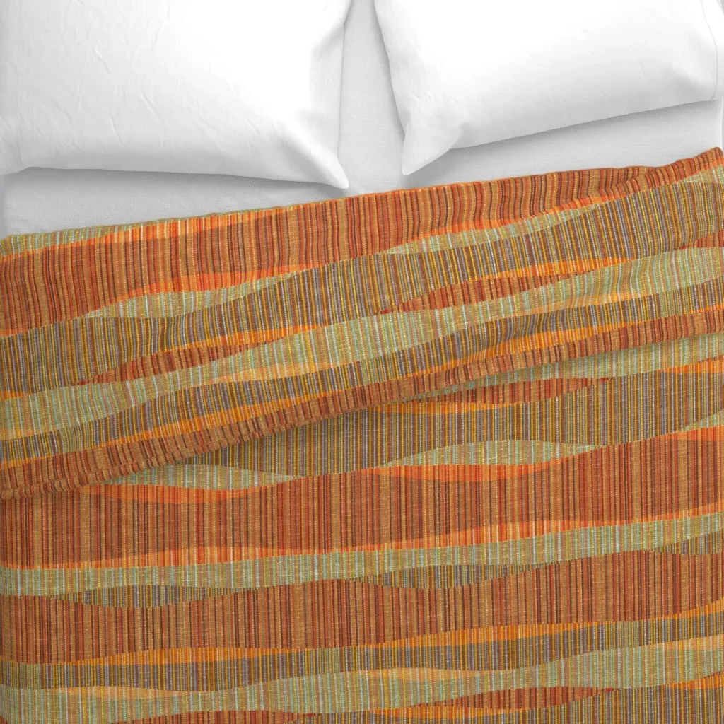 Mid Mod Lines Duvet Cover - Terracotta alternate view