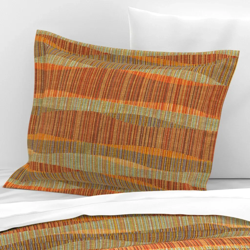 Mid Mod Lines Standard Flanged Pillow Sham - Terracotta, Cotton Sateen product