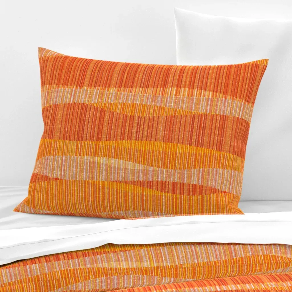 Mid Mod Lines Standard Knife Edge Cushion Cover - Orange, Cotton product