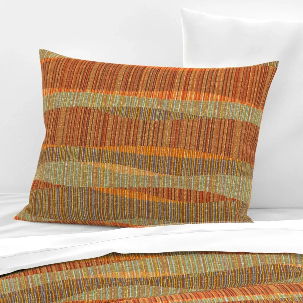 Mid Mod Lines Standard Knife Edge Pillow - Terracotta, Cotton Sateen product