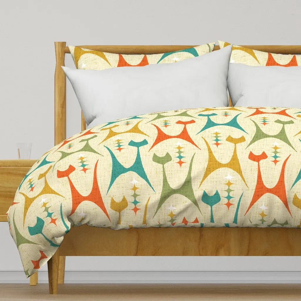 Mid Mod Meow Tan XL Scale Duvet Cover - Orange product