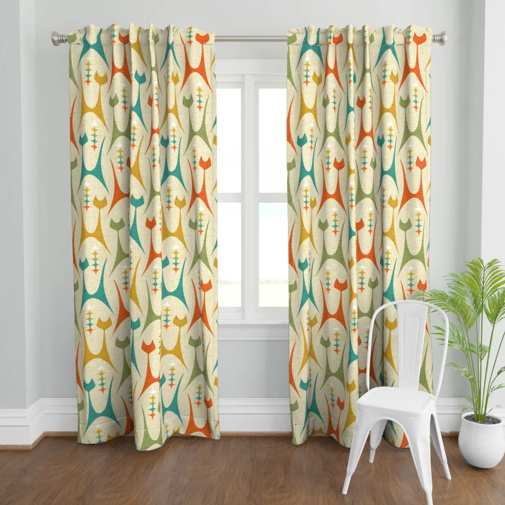 Mid Mod Meow XL Curtain Panel - Orange product