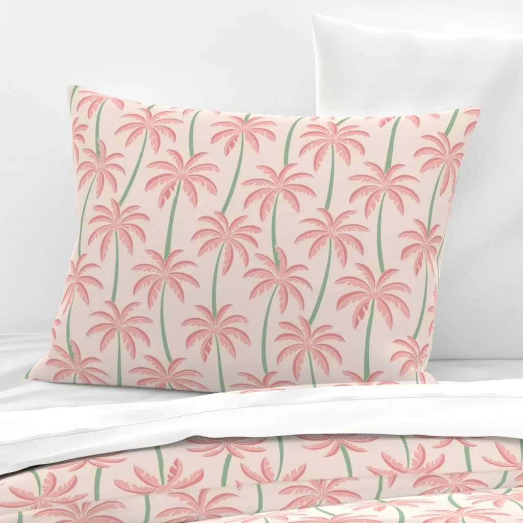 Mid Mod Palm Standard Knife Edge Pillow - Pink, Cotton Sateen product