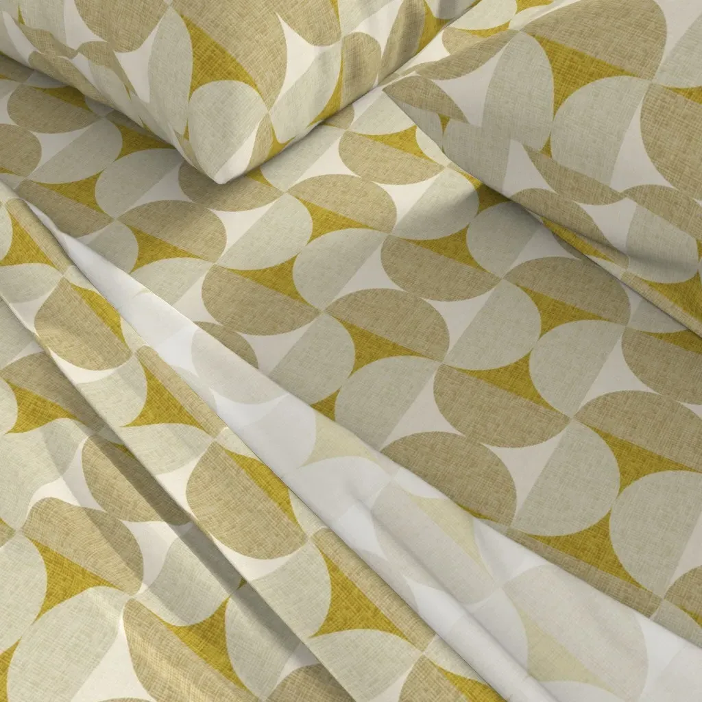 Mid Mod Retro Geo Semi Circles Twin XL Sheet Set - Gold, French Grey alternate view