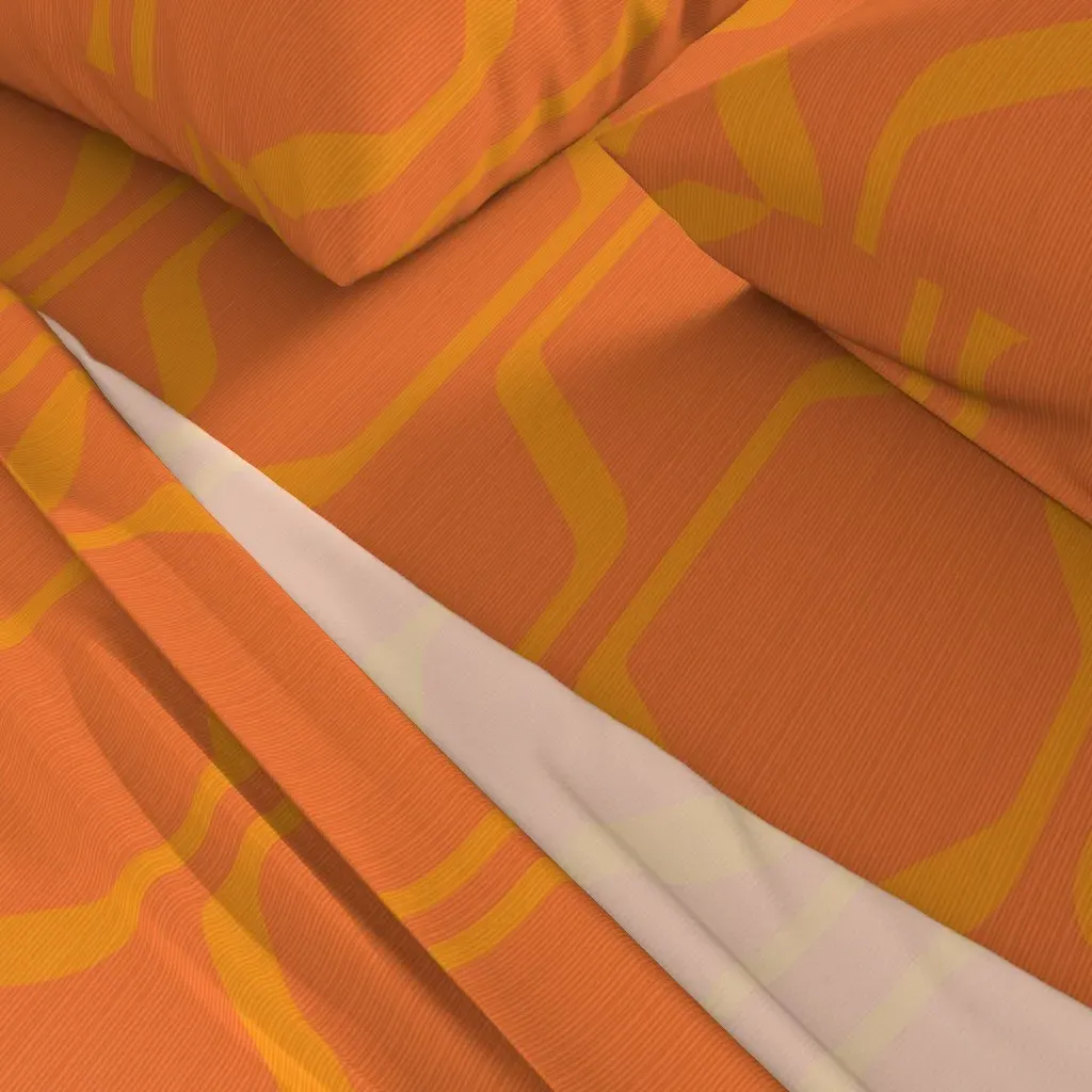 Mid Mod Ribbons Russet Queen Sheet Set - Burnt Orange alternate view