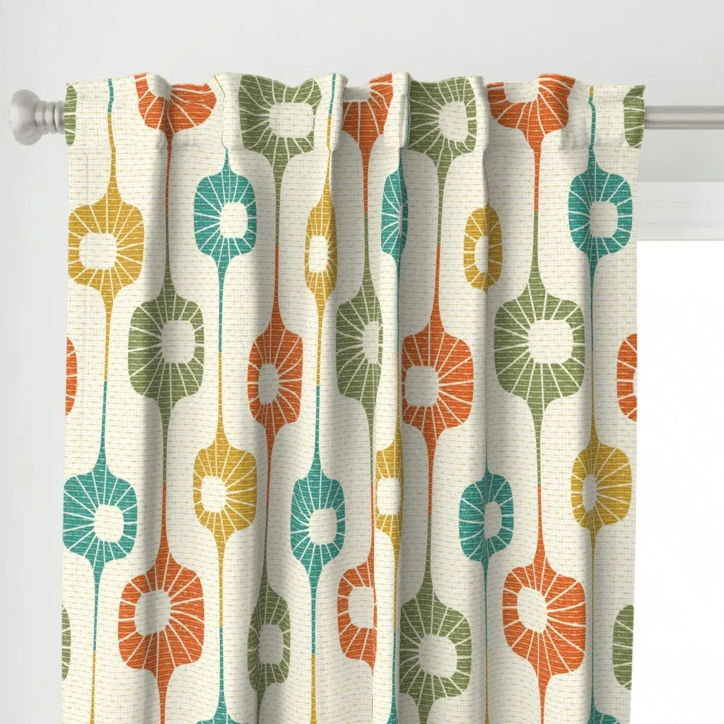 Mid Mod Stripes Curtain Panel - Orange alternate view