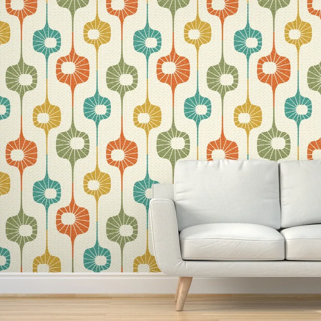 Mid Mod Stripes Peel and Stick Wallpaper - Orange product